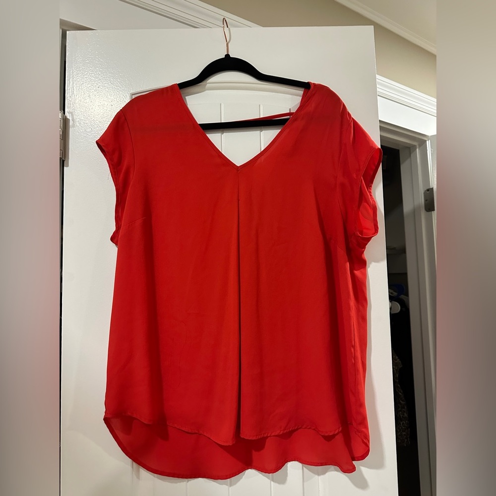 Red Cap Sleeves Blouse